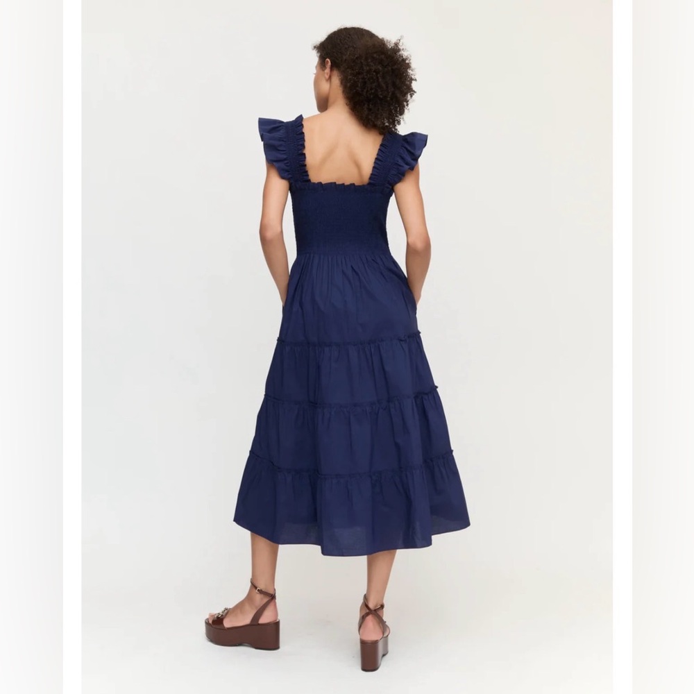 Hill House Blue Ruffled Cotton Dress Ellie Nap dress Navy Size XXL EUC cottage - Picture 4 of 12